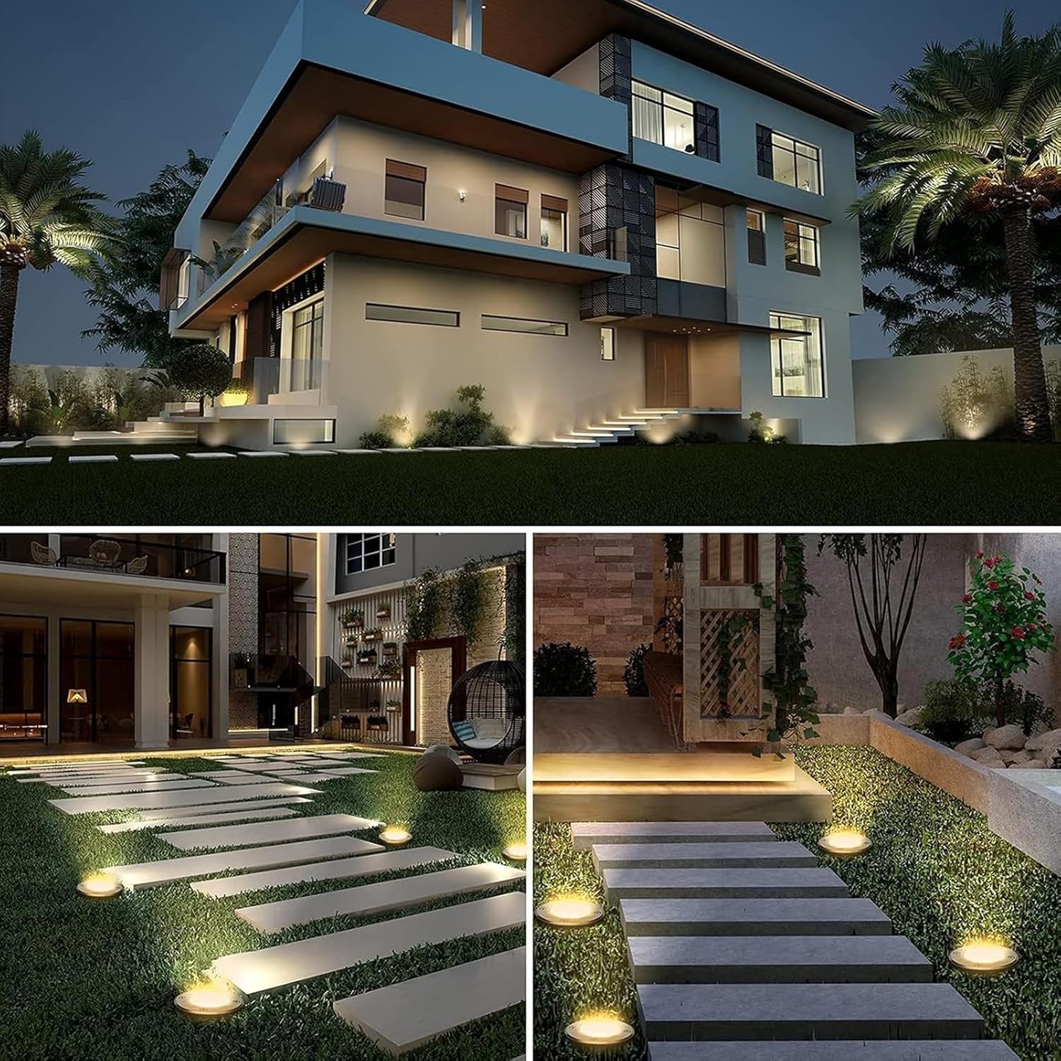 Ultradünne 3 W LED-Bodenleuchten, IP67, wasserdicht, Außeneinbaubeleuchtung für Garten, Hof und Terrasse, schlanke Landschaftslichter, 4 Stück für Weg und Deck
