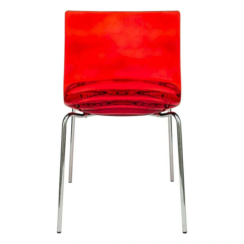 Acrylic Dining Chair with Chrome Legs Modern Accent Side Chair Water Ripple Design Seats