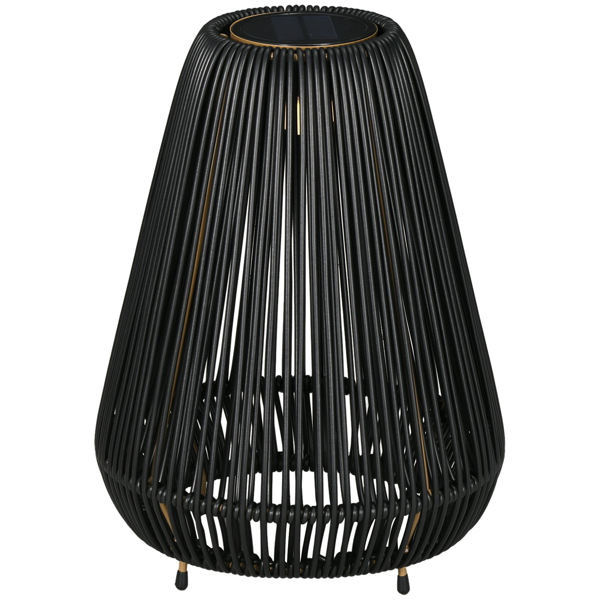 Outsunny Solarleuchte Rattanleuchte, Zeitschaltuhr, 3 Helligkeitsstufen, 27 x 27 x 37 cm, Schwarz