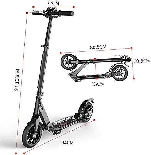 Monopattino Adulti Calcio for Adulti Scooter con Grandi Ruote Sospensione Doppia Pieghevole Commuter Scooter con Disco Freno a Mano Supporti 220lbs Non elettrici LQHZWYC : Sport e tempo libero