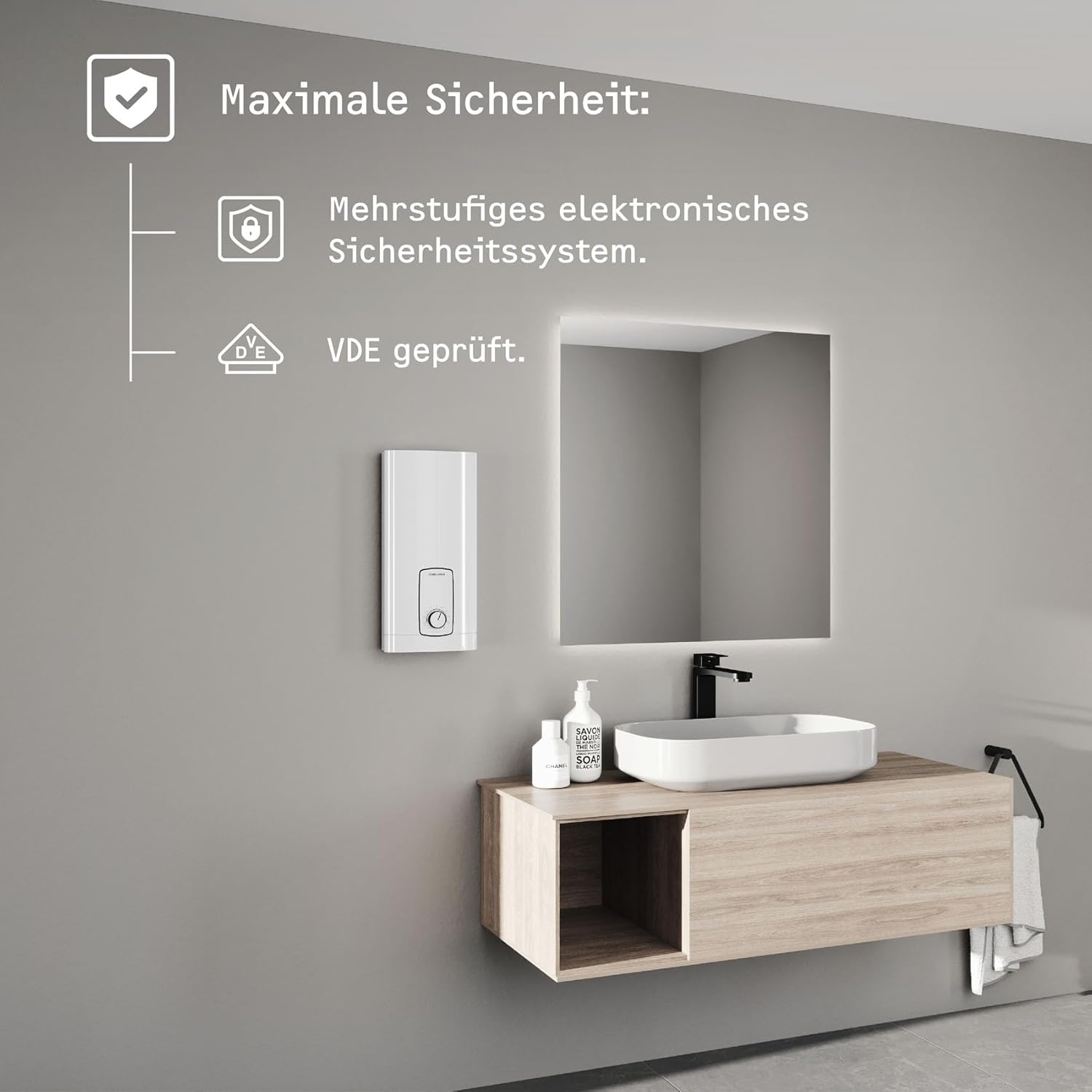 STIEBEL ELTRON Neueste Generation Elektronischer Durchlauferhitzer DHB 27 ST Trend, besonders energiesparend dank 3i-Technologie, gradgenaue Temperaturwahl, 204203