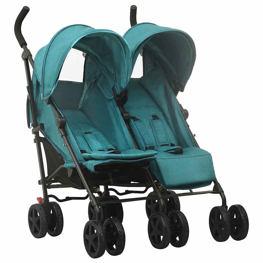 Kinder-Buggy Geschwisterwagen Grün Stahl