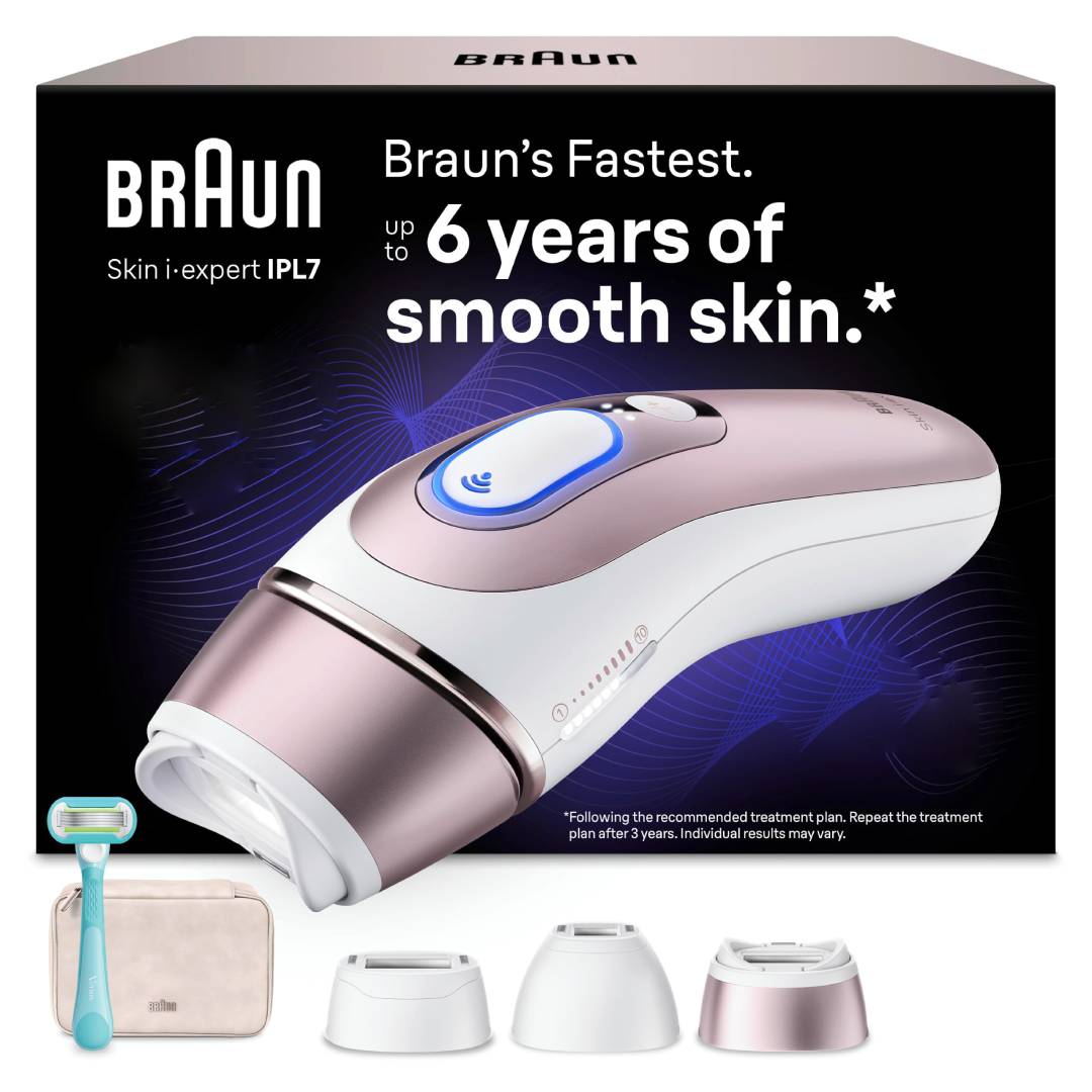 IPL Haarentfernungsgerät Skin i·expert 7 PL7311 mit Smart Flex Aufsatz, 2 Aufsätzen und Rasierer