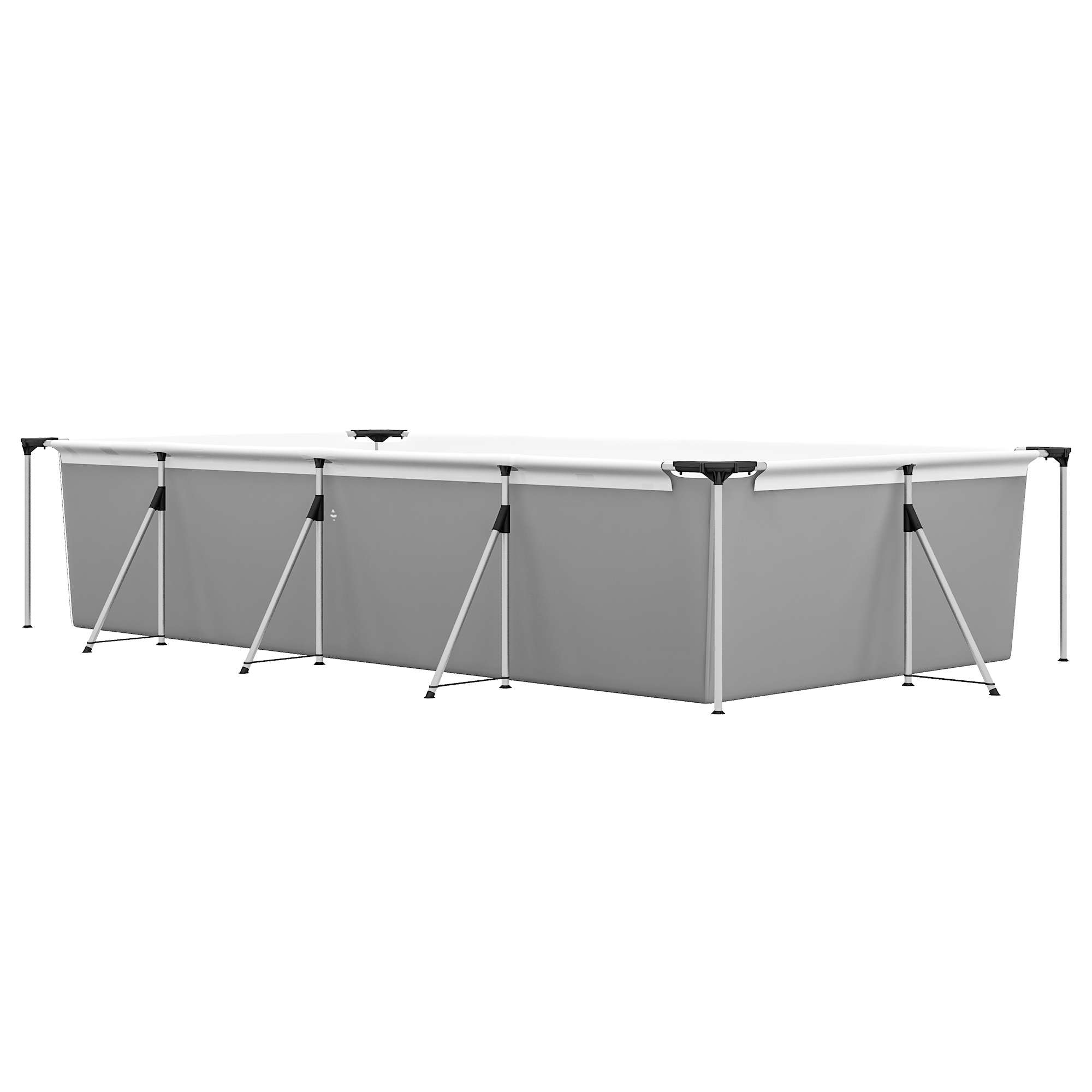 Outsunny Aufstellpool Rechteckiger Stahlrahmen mit Filter, Pumpe und Reparaturset 472L x 282B x 80Hcm