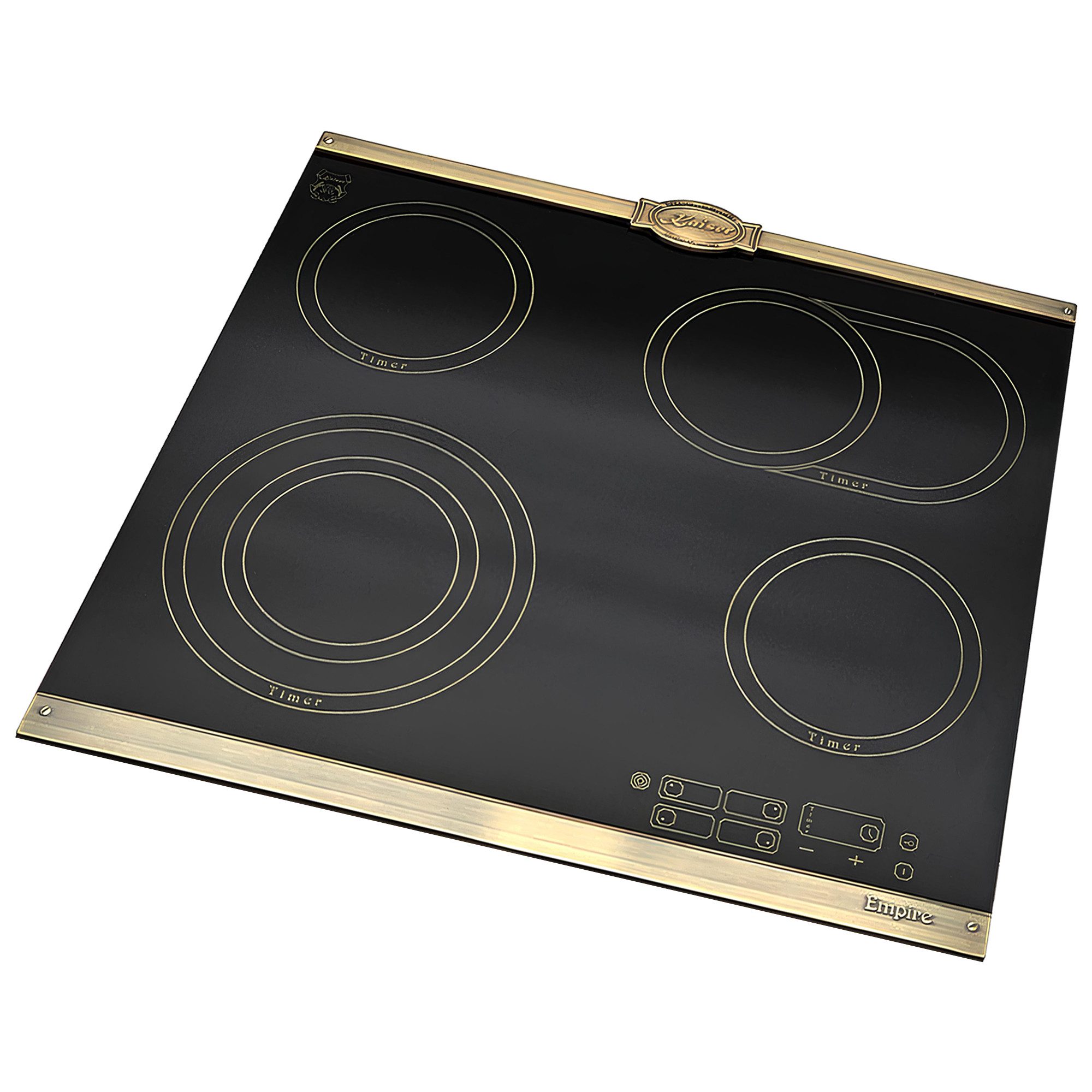 Elektro-Kochfeld Kaiser Empire Schwarze Glaskeramik KCT 6185 Em Autark Kochfeld 60 cm, Einbauherd 4 QuickHeat-Kochzonen Hi-Light, Ankoch-Elektronik, Restwärmeanzeige, Timer, Touch control