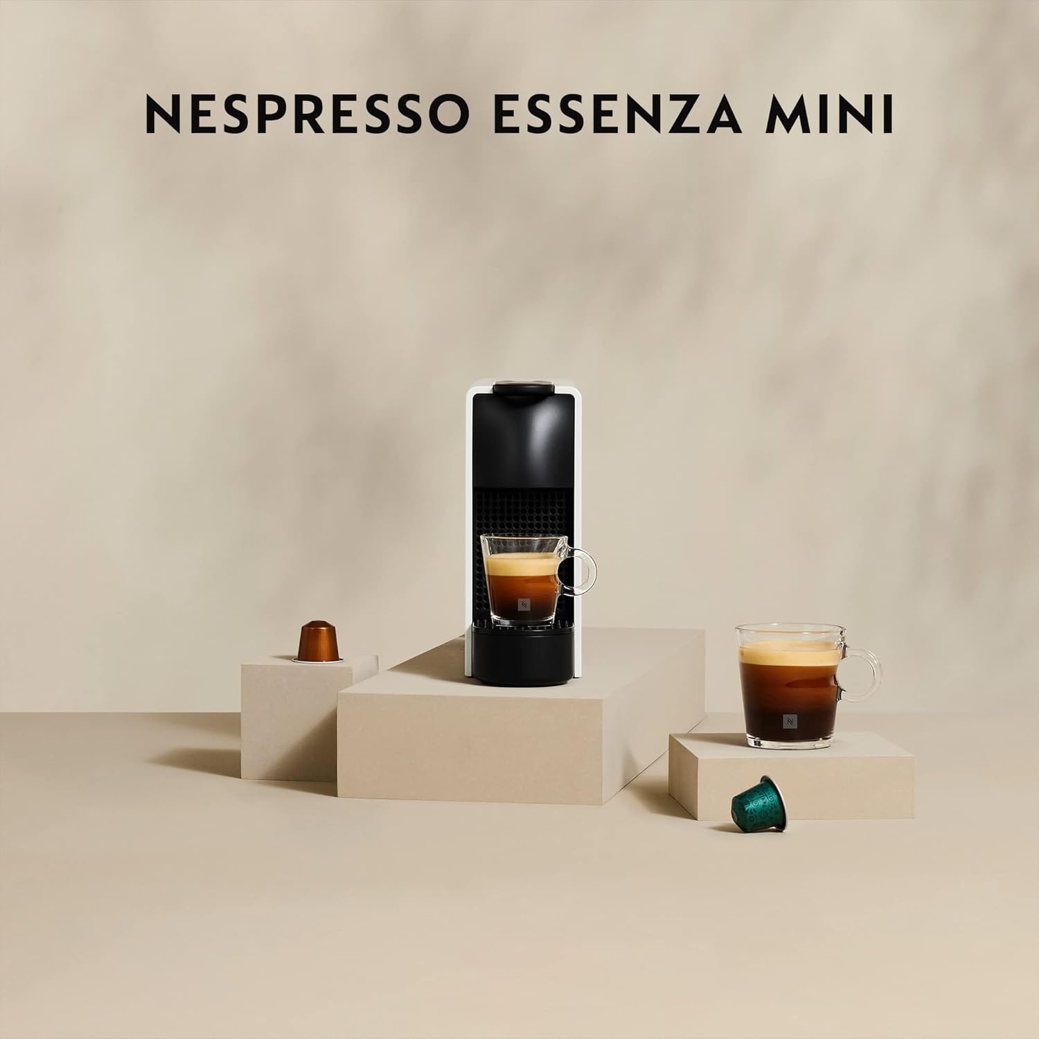 Krups Nespresso Essenza Mini XN1101, Coffee Machine, Nespresso Capsule System, Water Tank 0.6L, White