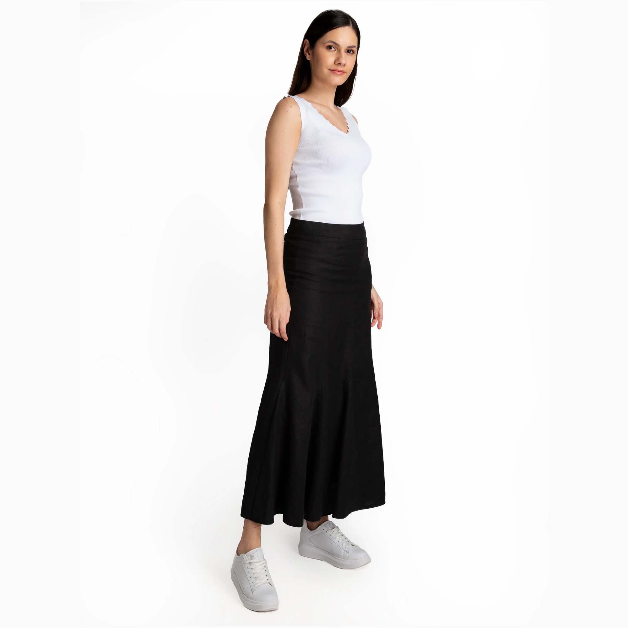 Maxi Black Linen Skirt WD2