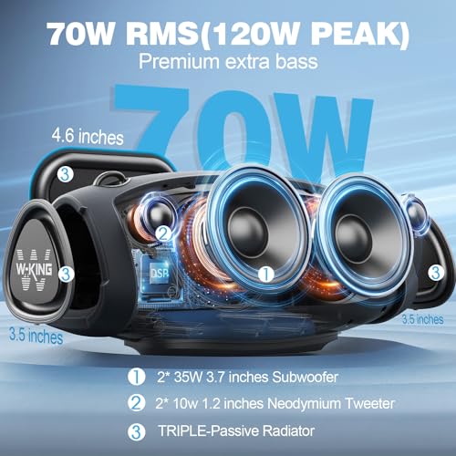 W KING Bluetooth Altoparlante Impermeabile Accumulatore