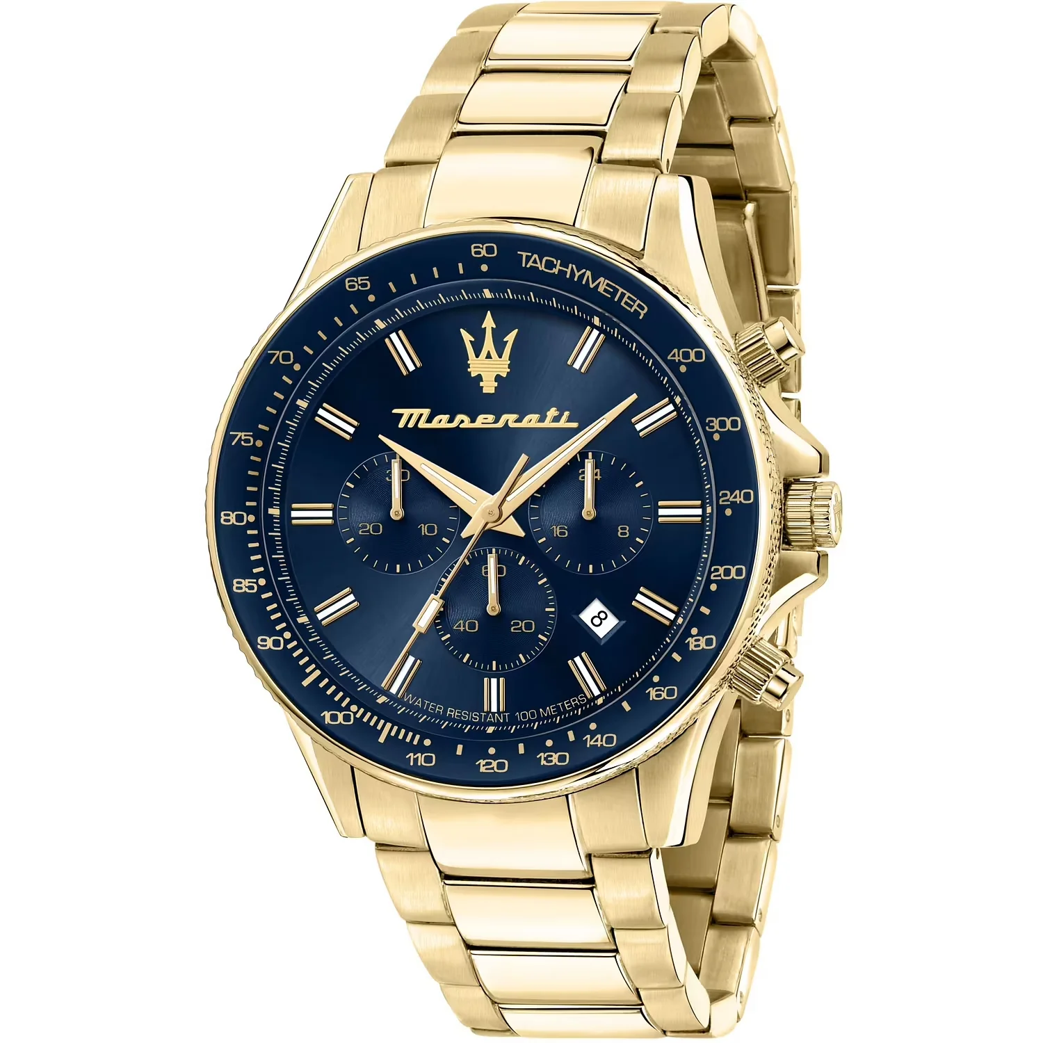 Orologio Maserati Sfida crono dorato con quadrante blu R8873640008