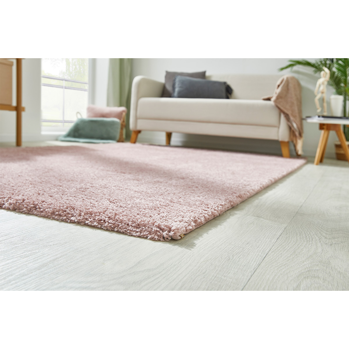 HOMCOM Hochflor Teppich Altrose 150 x 80 x 4 cm