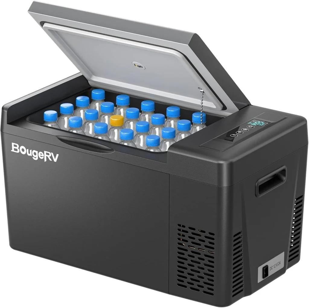BougeRV 12 Volt Refrigerator 12V Car Fridge 23 Quart Portable Freezer Compressor Cooler 12/24V DC 110~240 Volt AC for Truck Van RV Camper SUV Travel Camping Road Trips Tailgating -8℉~50℉