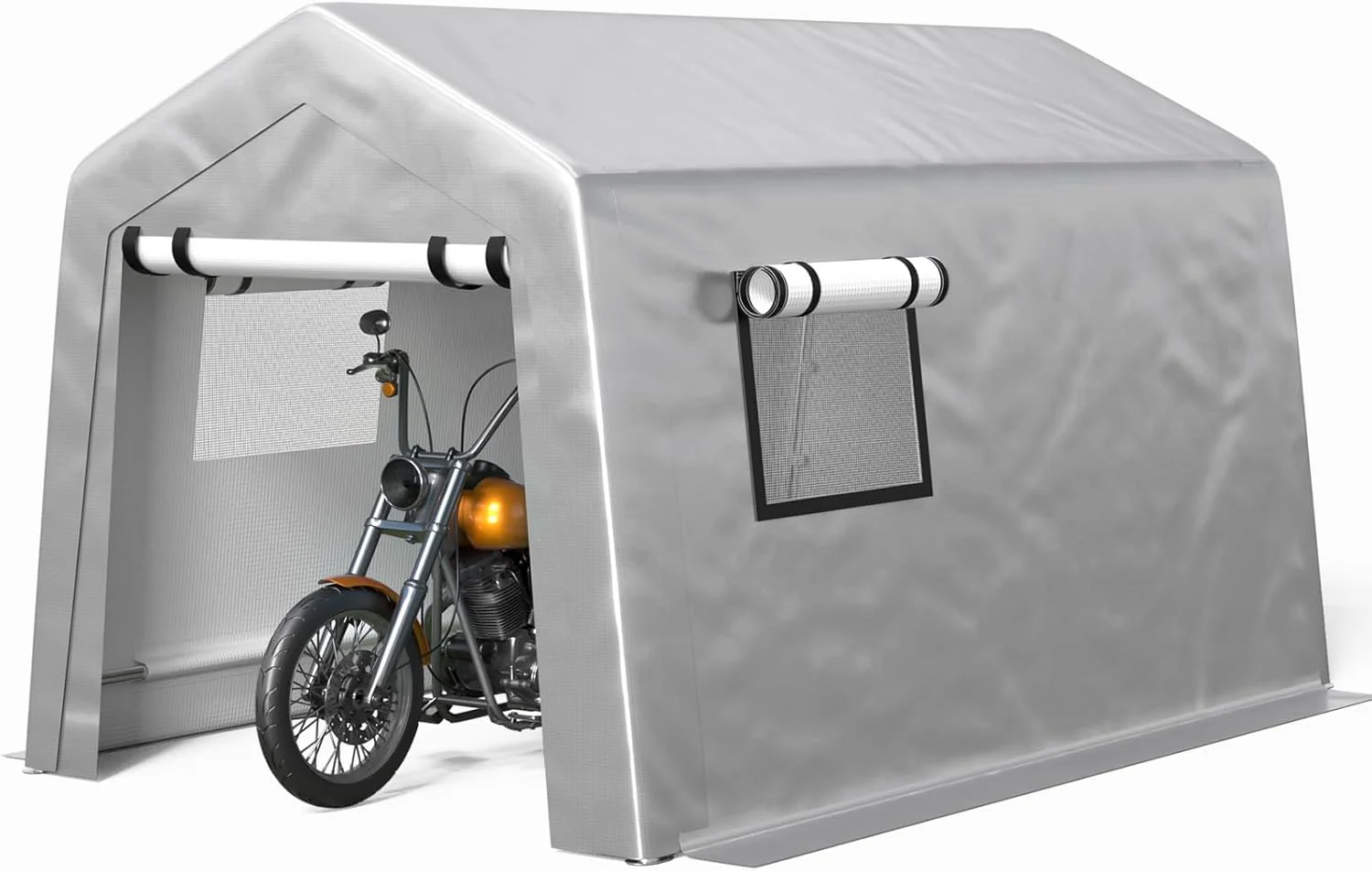 6x8 ft Heavy Duty Carport Tent Portable Garage with Removable Side Walls and Door Four Seasons Tarpaulin