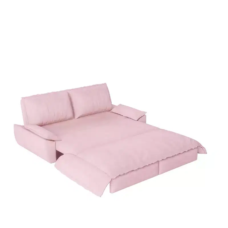 3-in-1 Convertible Queen Sleeper Sofa with Velvet Upholstery