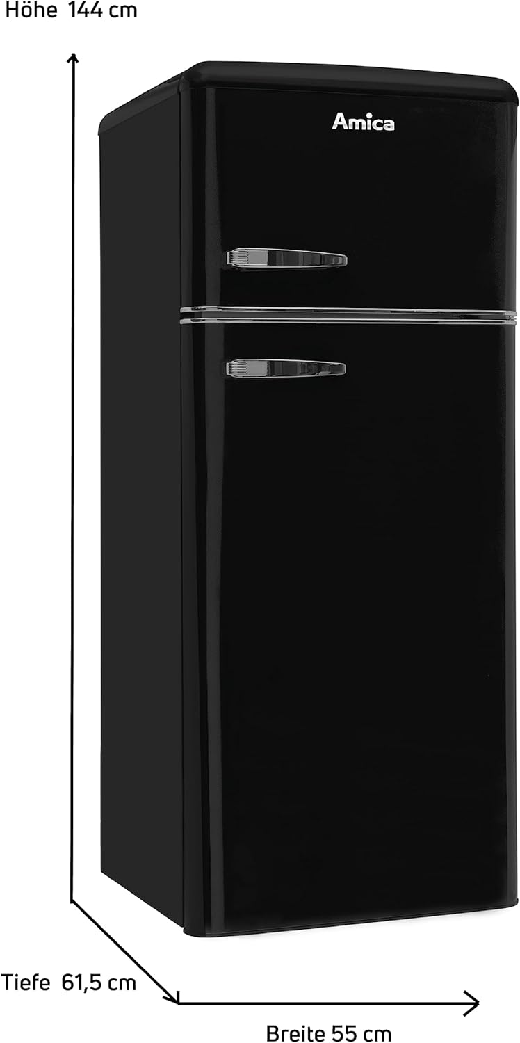 Amica KS 15615 B Retro Kühlschrank mit Gefrierfach / Coffee Cream (Beige) / 88cm (H) x 55cm (B) x 62cm (T) / Retro-Design