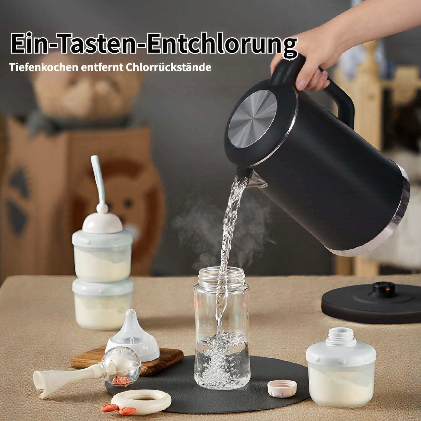 Wasserkocher Wasserkocher mit Temperaturregelung & Entchlorung, 1,5L, 1500W