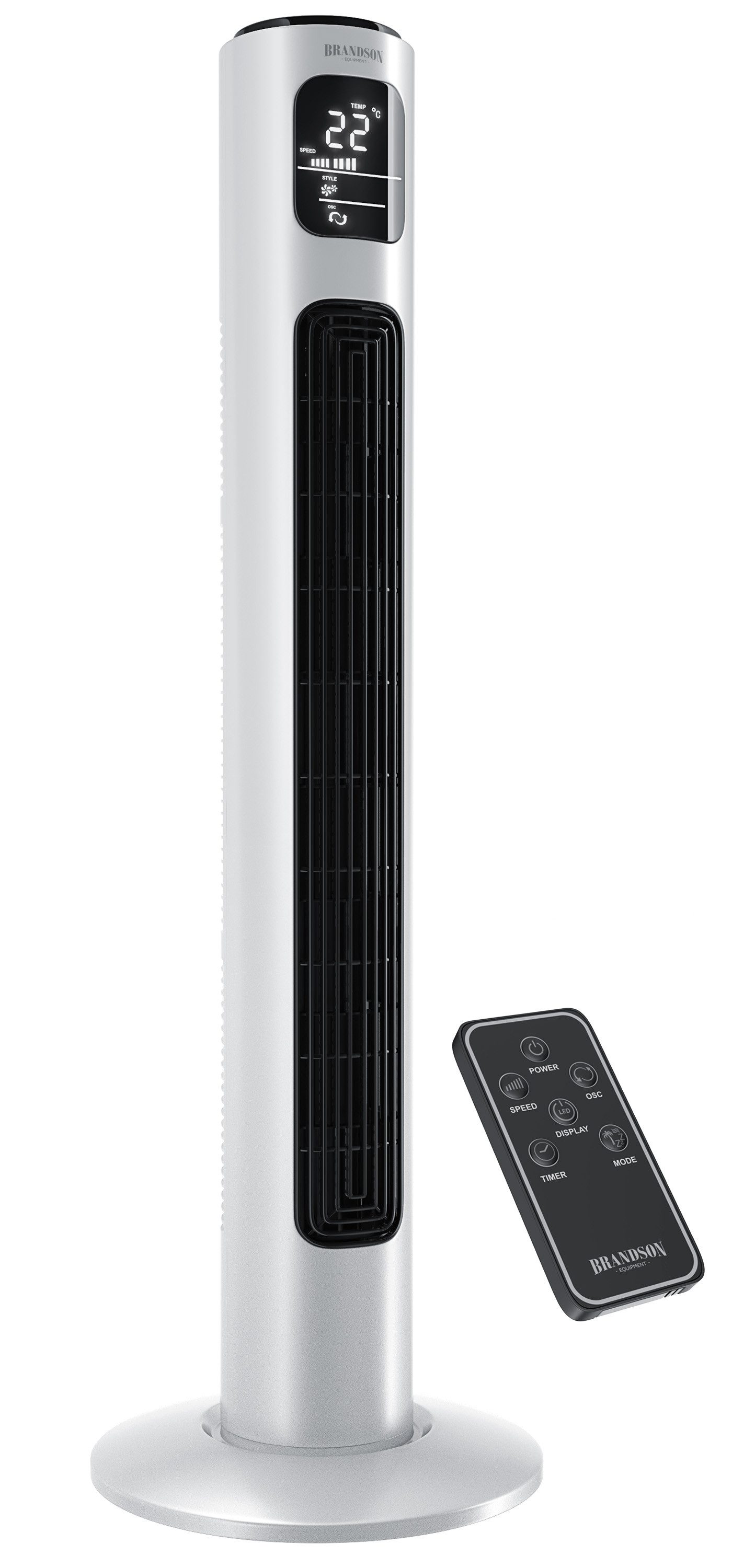 Turmventilator Oszillation 65°, Timer, Fernbedienung, Standventilator 96cm, Perlweiß
