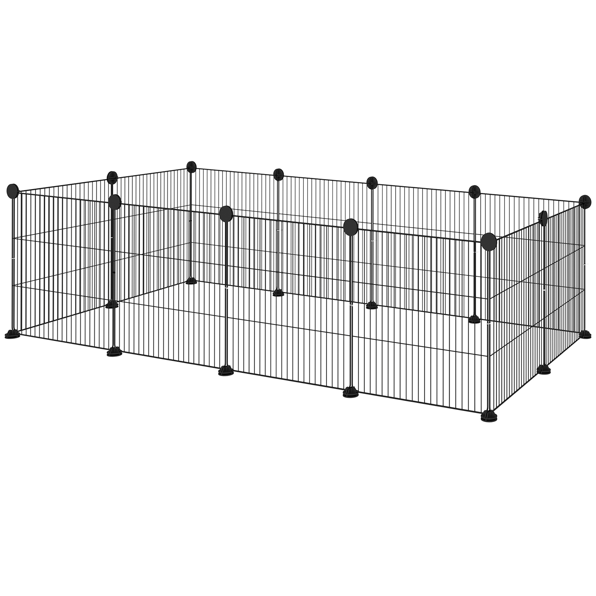 PawHut Käfig Laufstall für Haustiere abgerundete Kanten Stahlgitter 140 x 70 x 35 cm Schwarz