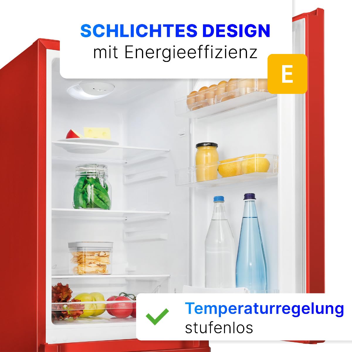 Bomann Kühlgefrierkombi KG 320.2 rot 175L 143cm Energieklasse E leise 39dB 3 Schubladen Türanschlag wechselbar