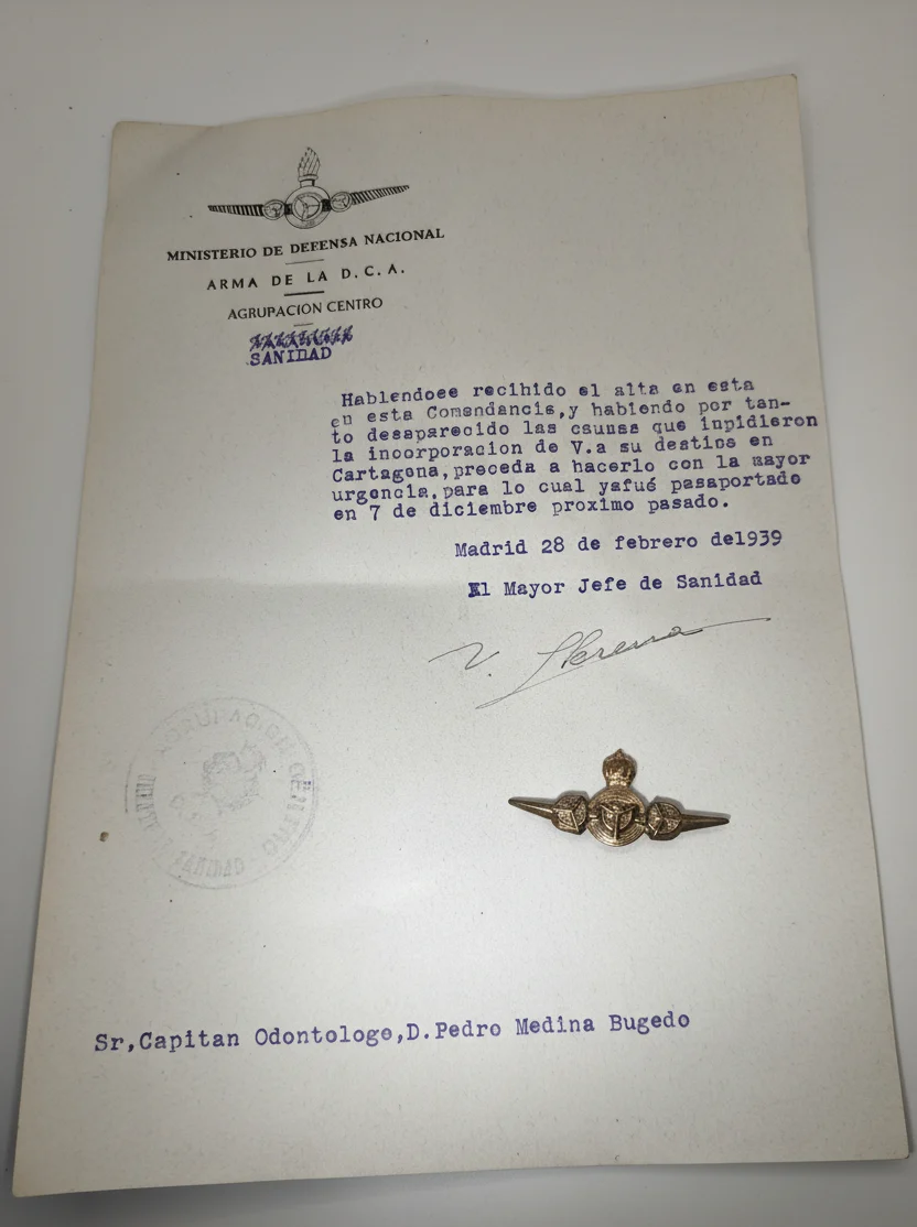 Insignia documento aviaci��n D.C.A. II Rep��blica.