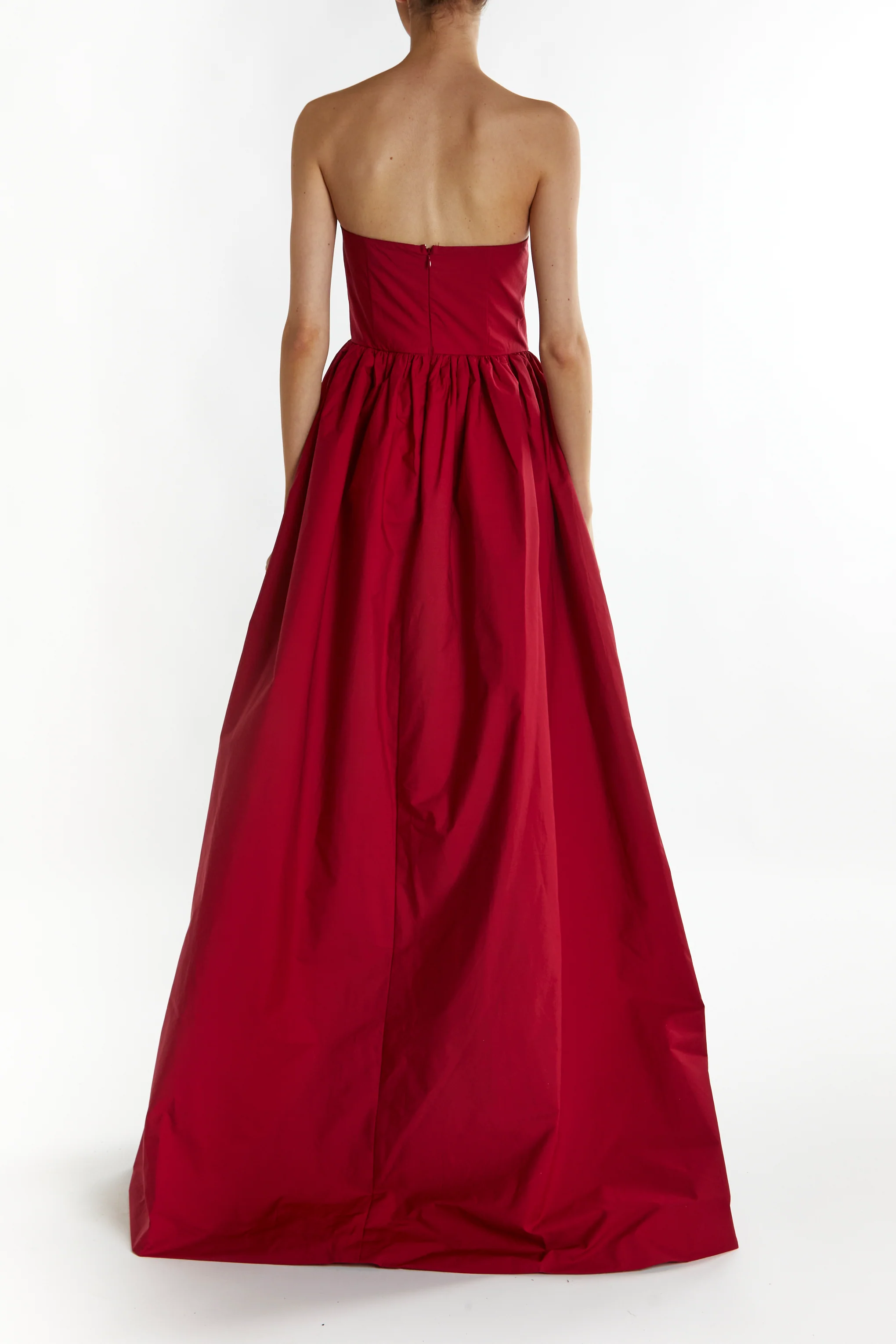 Emma Burgundy Bandeau Neck Hi-Low Hem Maxi Dress
