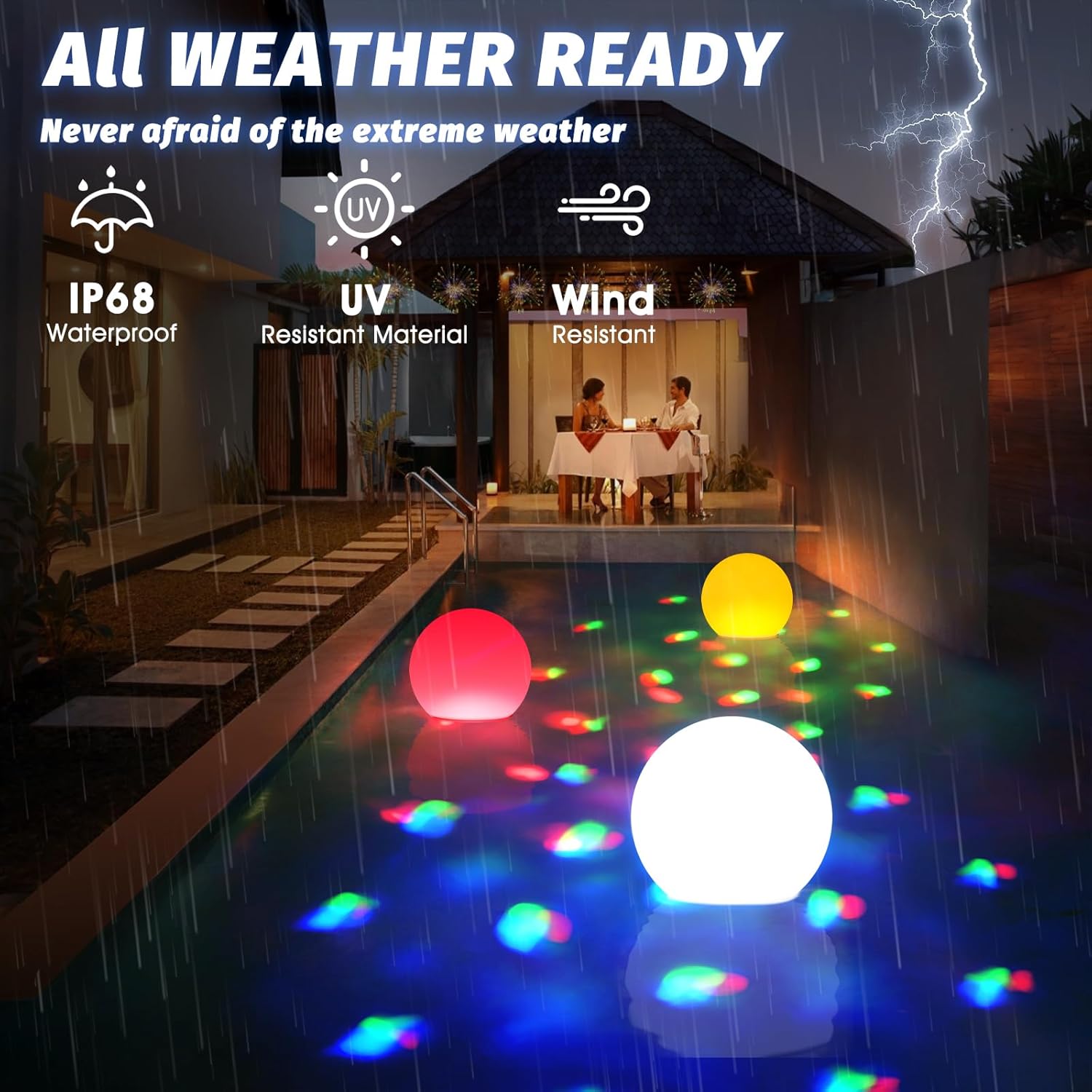 Wiederaufladbare schwimmende Pool-Lichter, 15,2 cm, leuchtende Poolkugeln mit Unterwasser-Lichtern, Farbwechsel-LED-Pool-Licht, das schwimmt, IP68 wasserdicht, schwimmendes Licht für Pool, Party