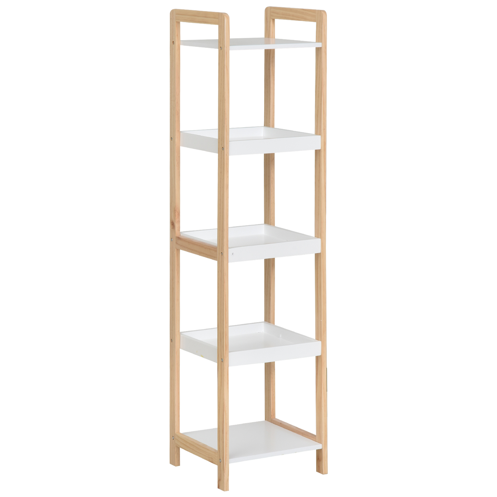 HOMCOM® Badregal Standregal Lagerregal Küchenregal 5 Ablagen Bambus + MDF 32 x 30 x 130 cm