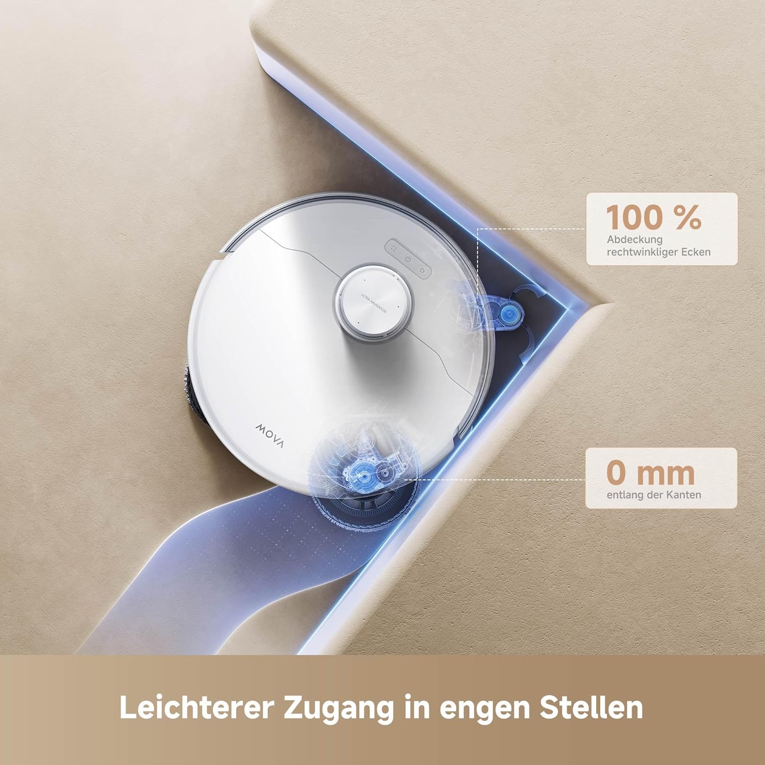 Mova P50 Pro Ultra Saugroboter mit Wischfunktion, 19.000 Pa Saugkraft, 75 ℃ Heißwasser-Moppwäsche, automatische Reinigung, automatische Entleerung, automatische Nachfüllung, Hindernisvermeidung
