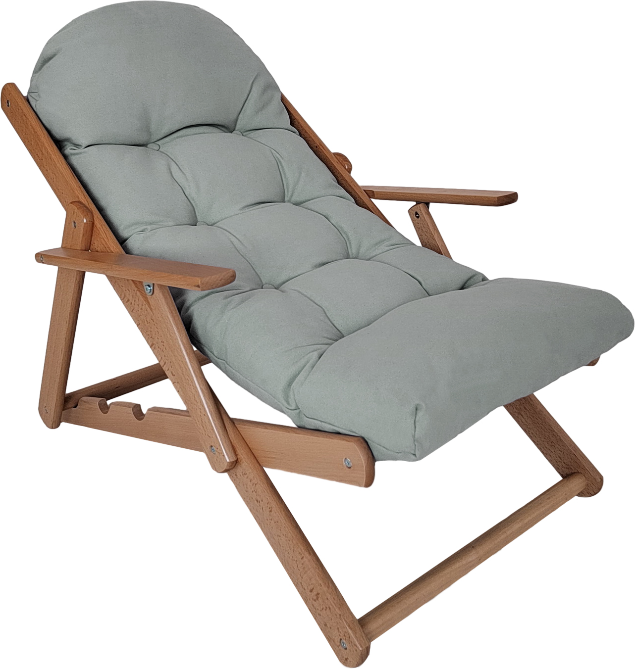 HOMCOM Verstellbarer Klapp- und neigbarer Loungesessel aus Holz, bequemer Relaxsessel mit dick gepolstertem Kissen