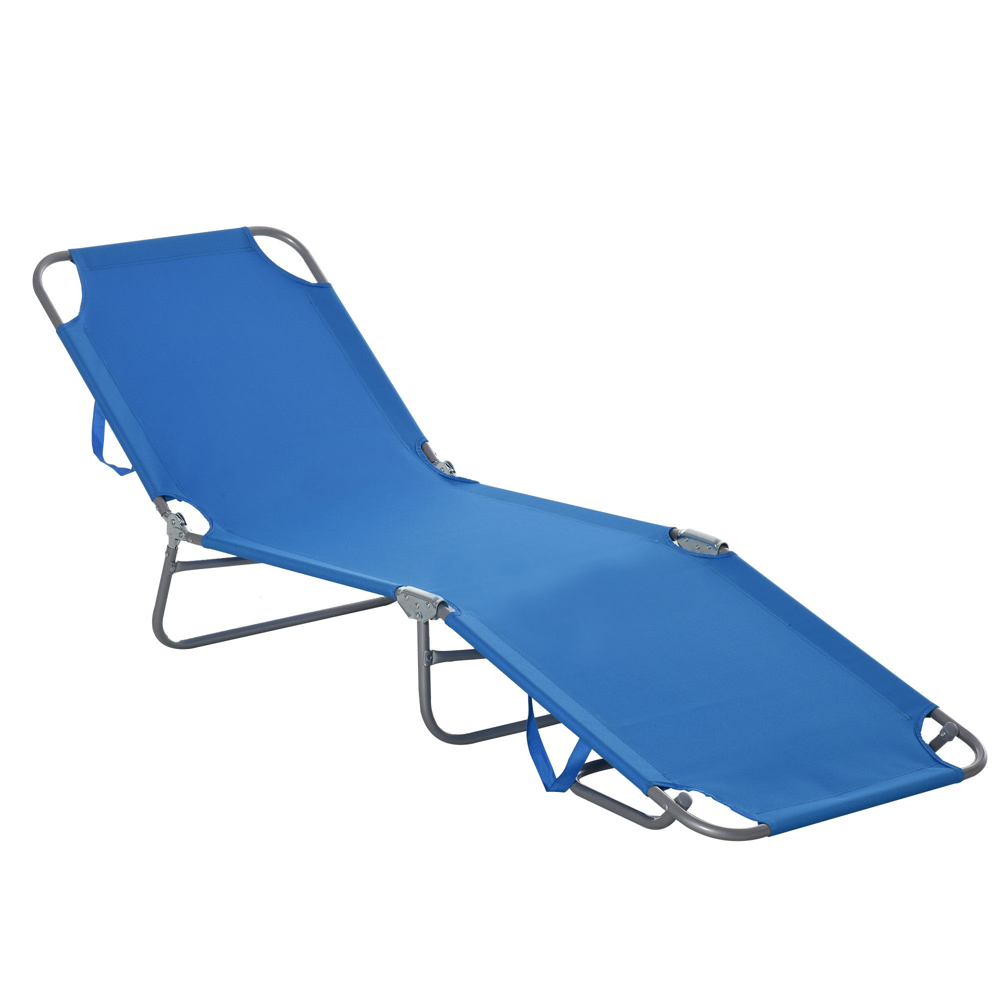 Outsunny Sonnenliege, klappbar, verstellbare Rückenlehne, rostfreier Metallrahmen, 187 x 55 x 24, Blau