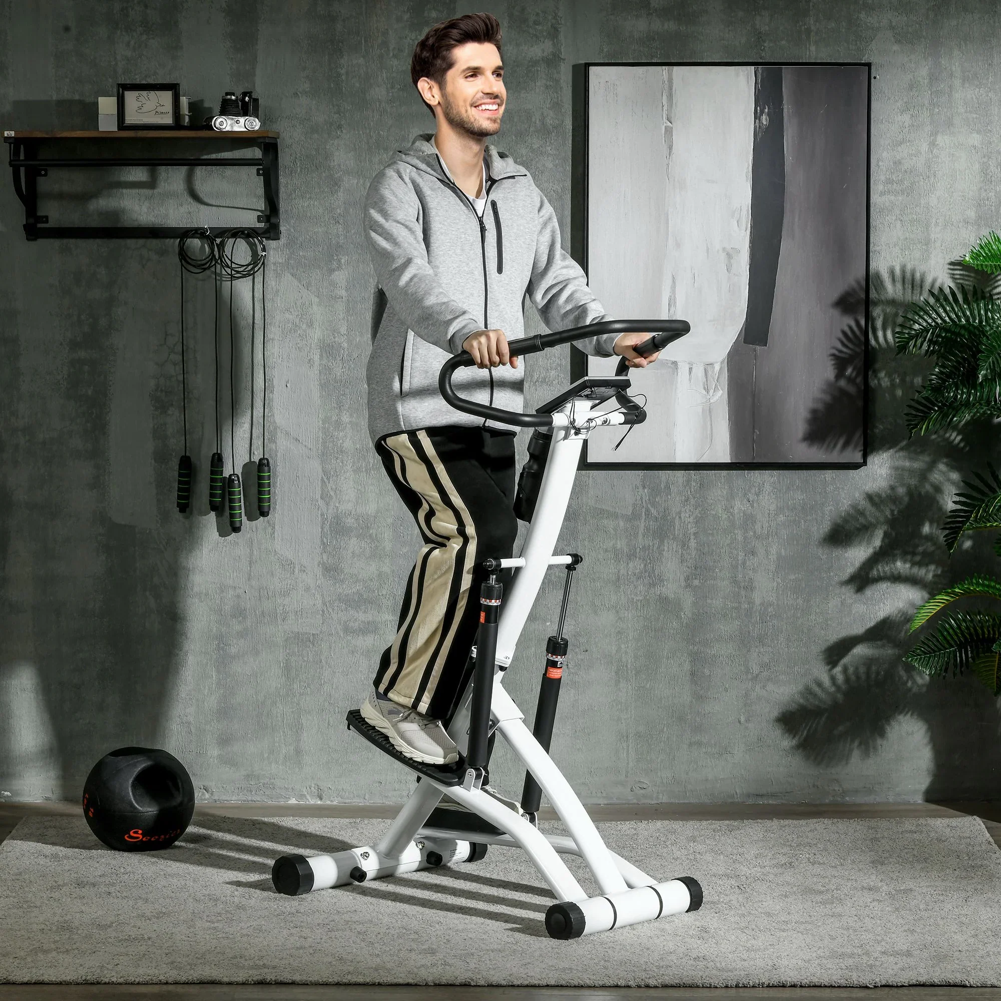 SPORTNOW Stepper met handgreep 12 weerstandsniveaus monitorweergave