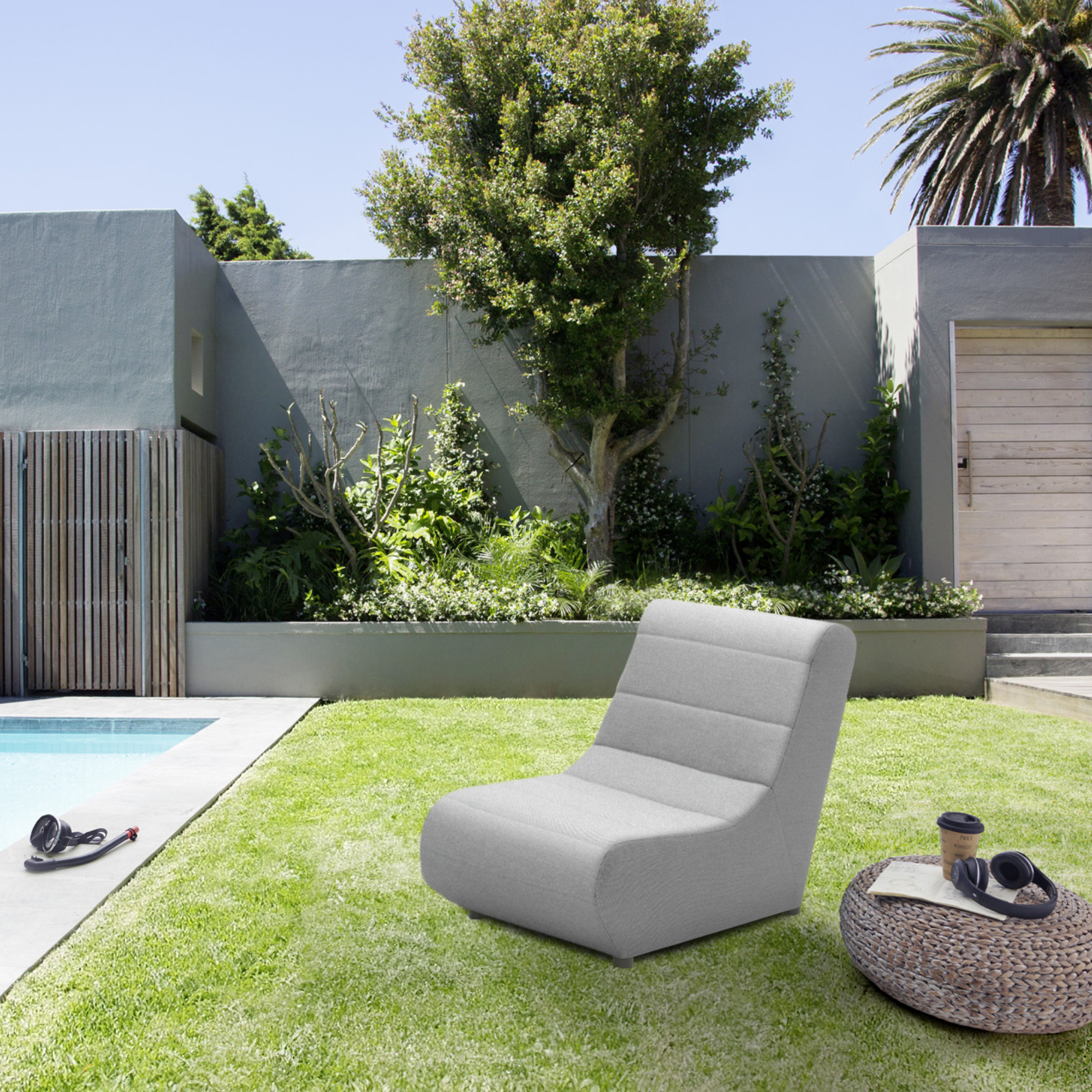 Outdoor Sofa 300 002 Sessel Element, Gartenmöbel, Couch, Gartensofa, silber, 73 x 102 x 80 cm