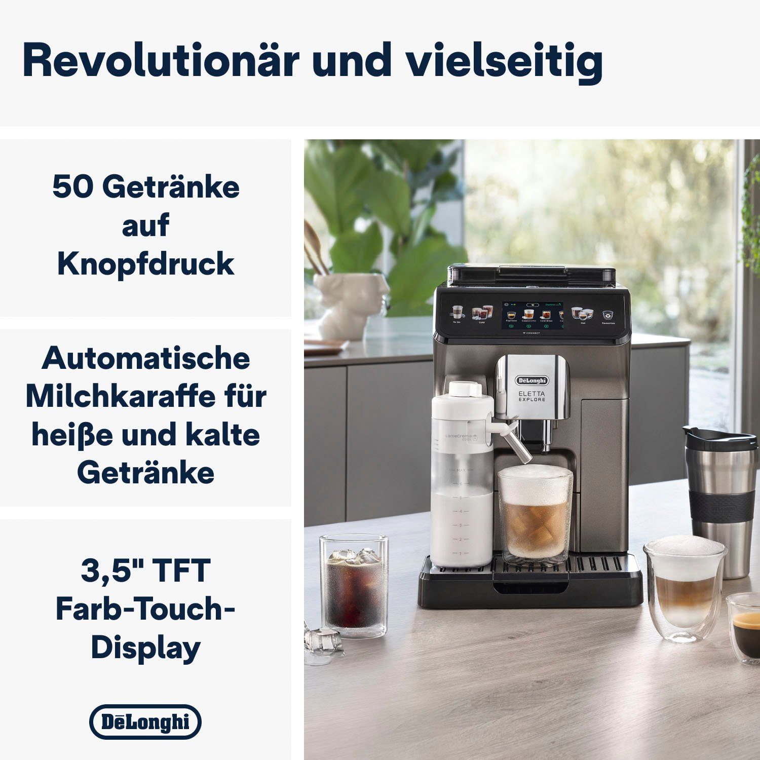 Kaffeevollautomat Eletta Explore Cold Brew ECAM450.86.T - 100 Rezepte (App), heiß & kalt