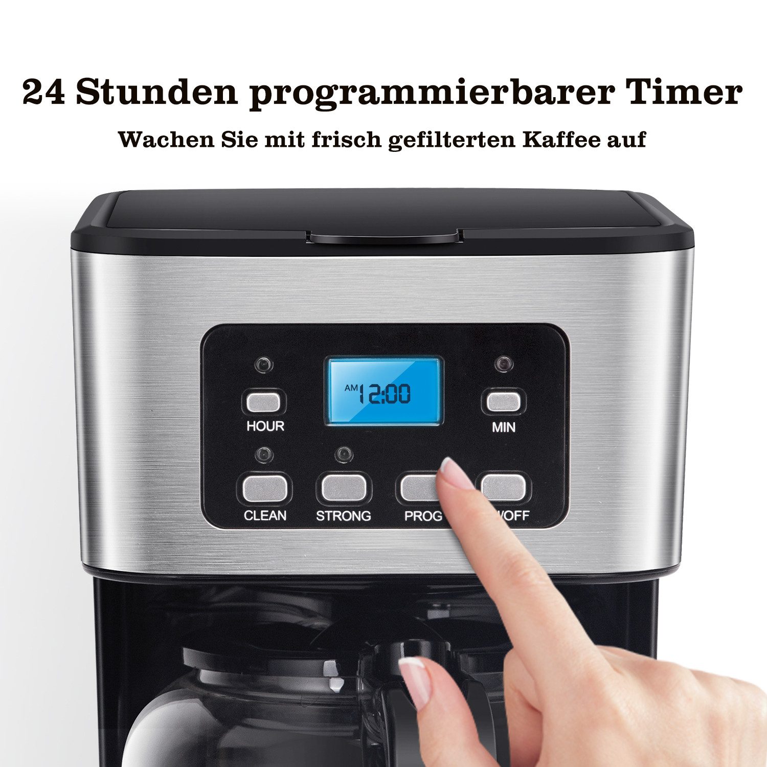 Filterkaffeemaschine 950W Filterkaffeemaschine mit Timer,1.5L, 12 Tassen