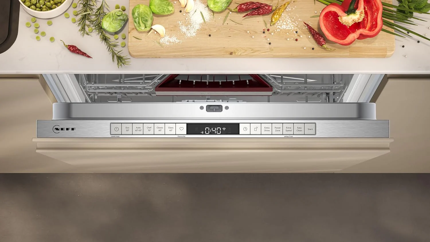 NEFF S157YCX03E, N 70, Smarte volledig ge?ntegreerde vaatwasser, 60 cm, Besteklade, Made in Germany, Zeolith-droging, bijzonder stille vaatwasser, in hoogte verstelbare bovenkorf, sterke sproeidruk