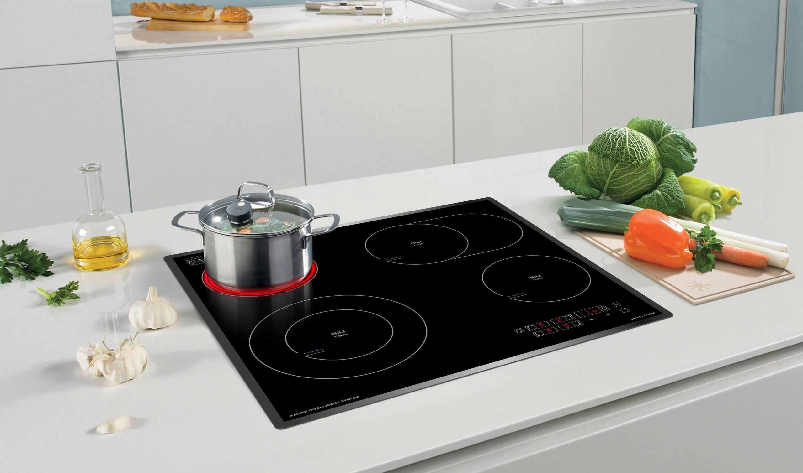 Elektro-Kochfeld Autarkers High Light Glaskeramik Kochfeld 60cm Schwarz glas Facettenschliff-Kanten KCT 6115 F