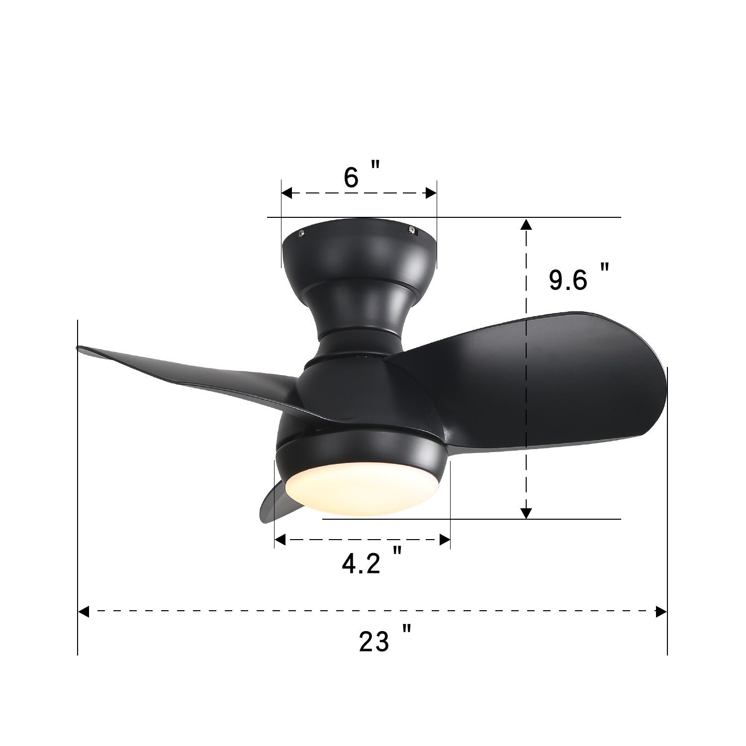 Deckenventilator Mini-LED-Deckenventilator mit 3 ABS-Blättern und 3 Dimmbaren