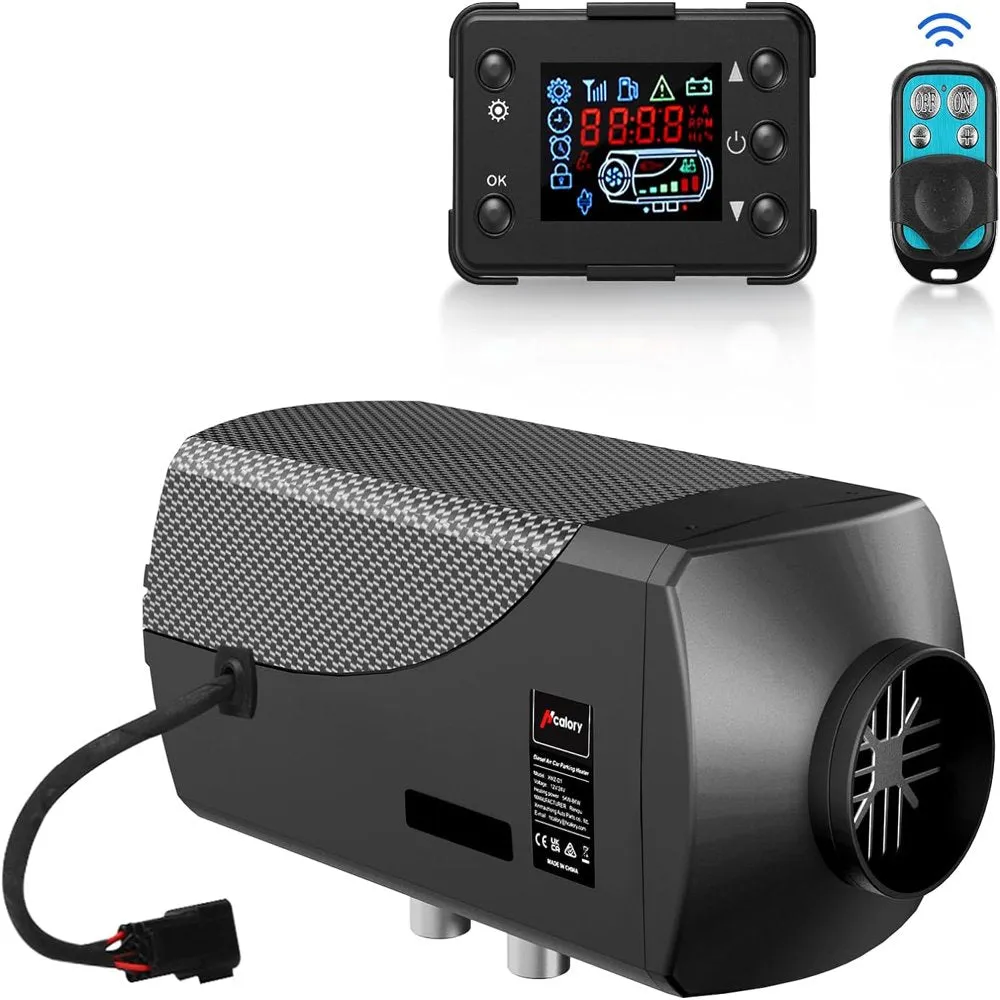 Hcalory Diesel Air Heater, 12V 5KW 8KW Parking Heater with LCD Switch & Remote Control & Muffler for Motorhome Boat RV Trucks Car Bus Trailer, Black
