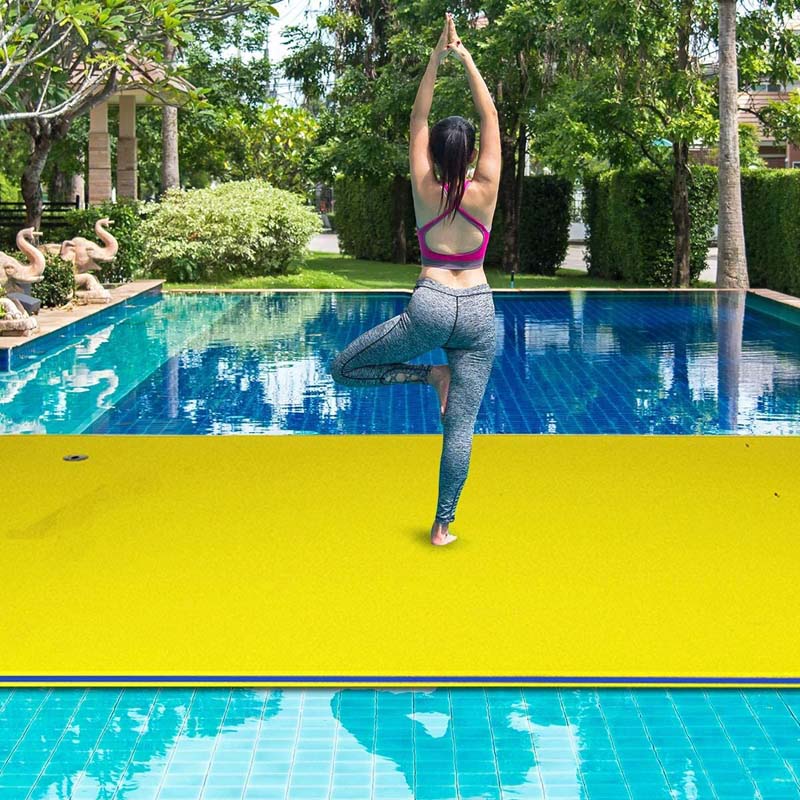 18 x 6 FT Floating Water Pad, 3-Layer XPE Foam Water Mat with Rolling Pillow, Floating Island for River Lake Ocean
