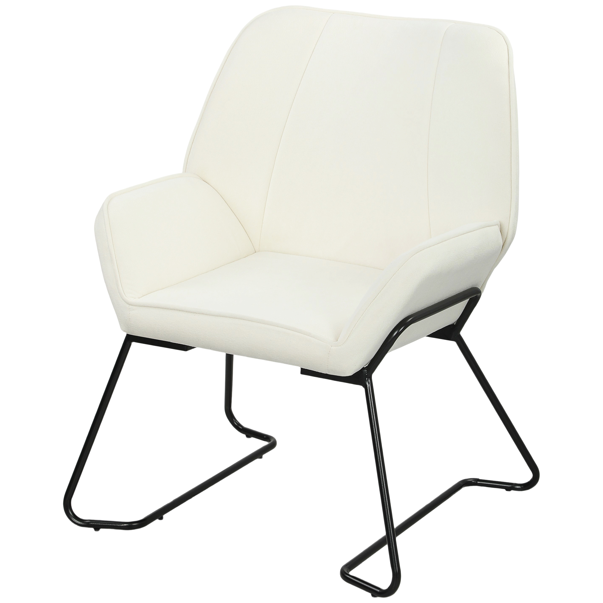 HOMCOM Loungesessel mit breitem und gepolstertem Sitz, Samtbezug und Metallbeinen, Sessel für Wohnzimmer Creme