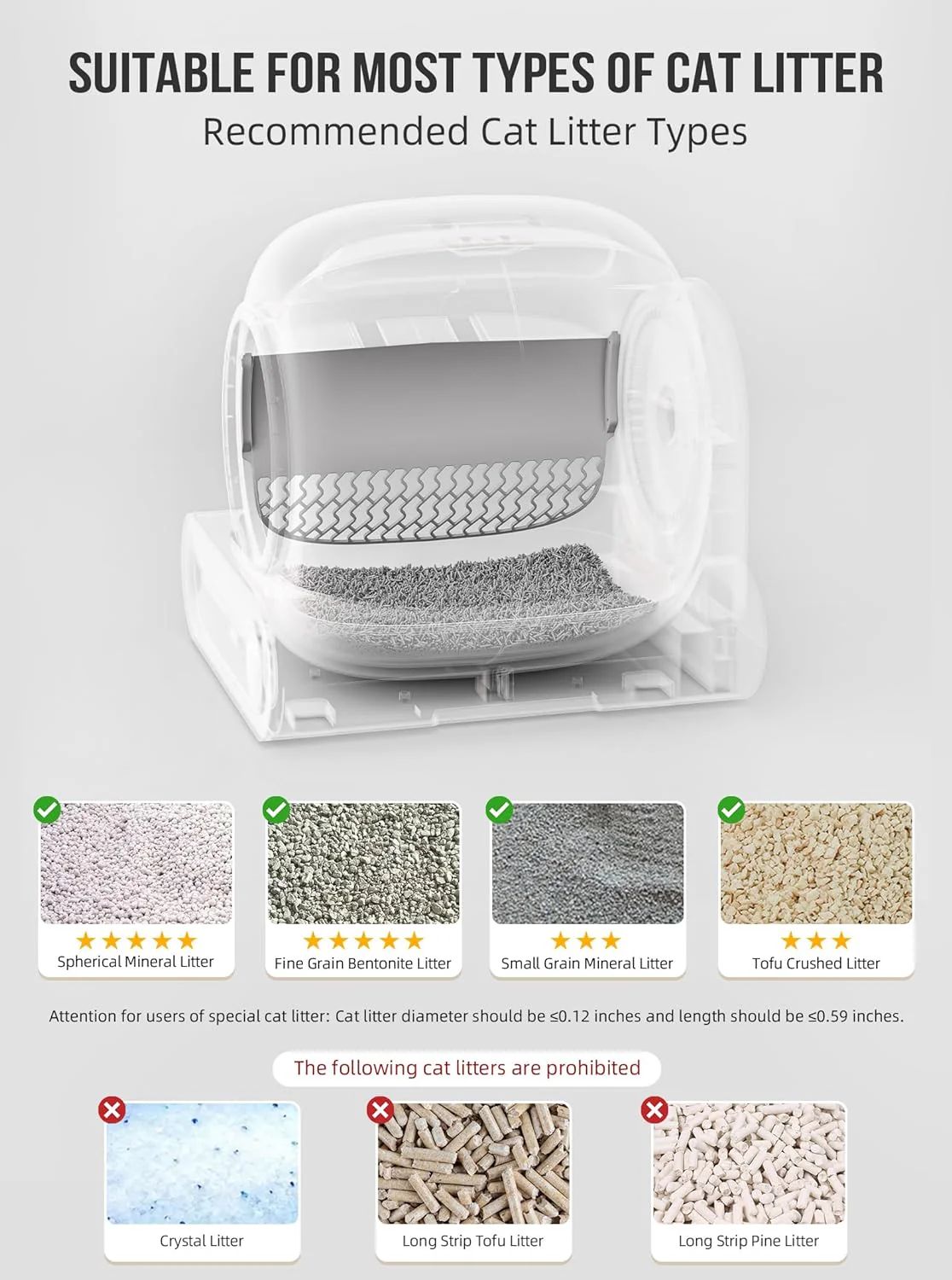 Selbstreinigende Katzentoilette, Automatische Katzentoilette mit Matte und Einlagen, 65 l + 9 l gro?e Kapazit?t, Selbstreinigende Katzentoilette, App-Steuerung/Geeignet f��r mehrere Katzen �C Grau