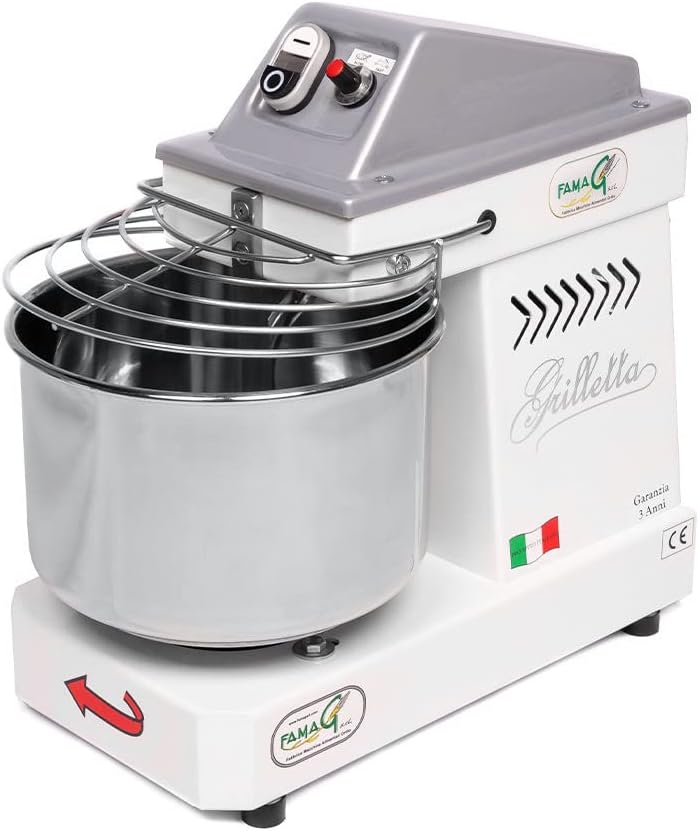 Impastatrice Famag Grilletta da kg.5 di impasto, 10 Velocità per pane, pizza, biscotti e dolci, Acciaio inossidabile