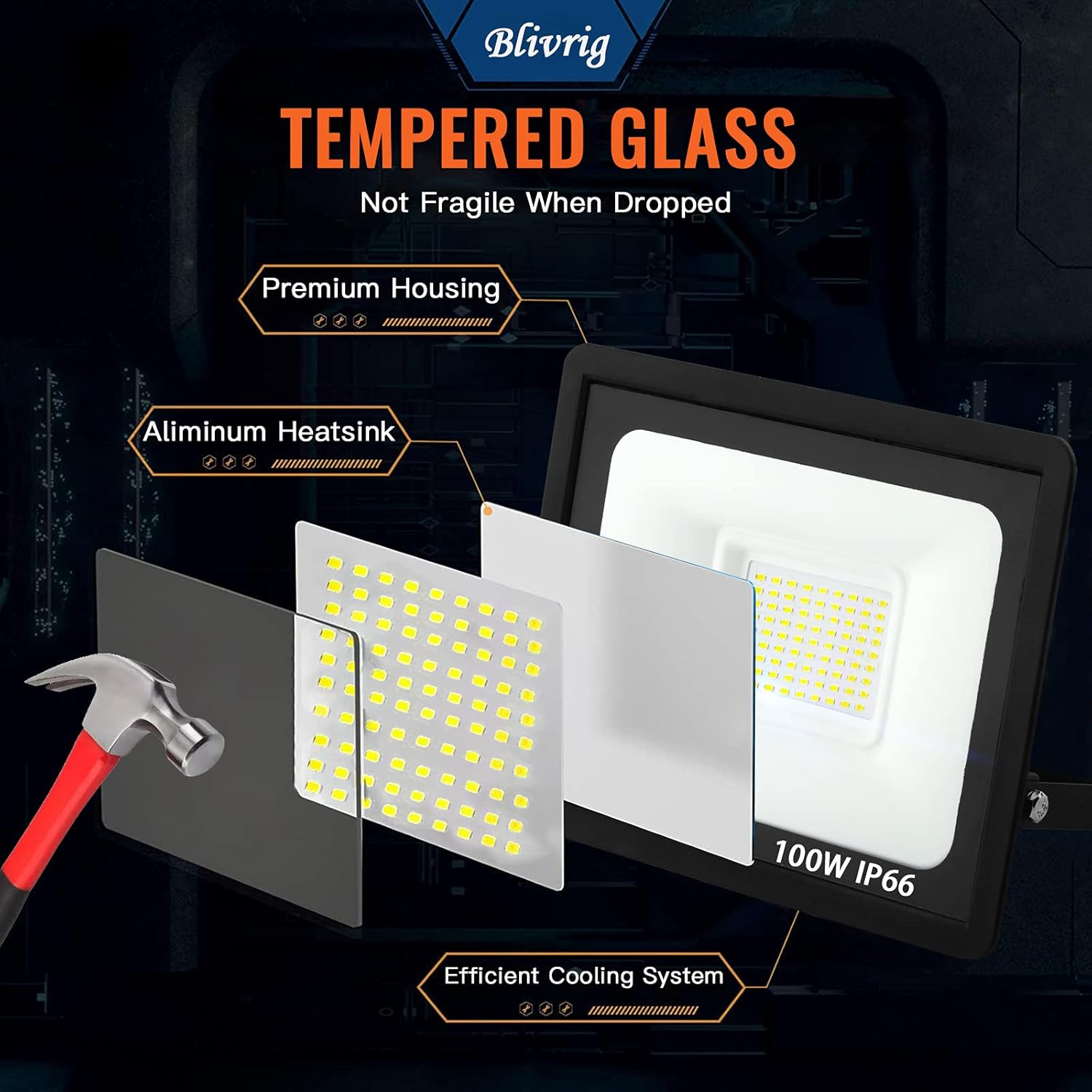 LED Strahler Außen 100W 10 Stück, LED Strahler Flutlicht 100W, 10000LM Superhell Außenstrahler 6000K Kaltweiß Fluter Flutlicht IP66 Wasserdicht Aussenstrahler, Außenlampe Hinterhof, Garage, Flur