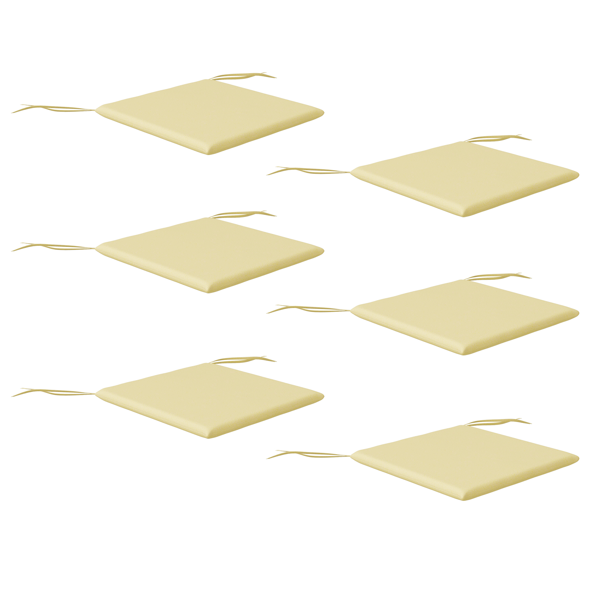 Outsunny Set mit 6 Gartenstuhlauflagen im Freien mit 3 cm Füllung aus Polyesterstoff in den Maßen 42L x 42B cm Beige
