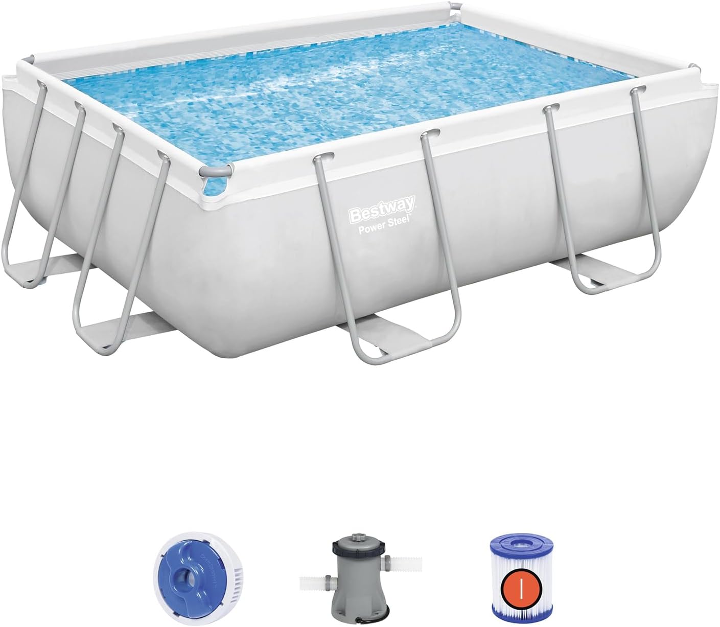 BESTWAY 56629C - Piscina Desmontable Tubular Power Steel 282x196x84 cm con Depuradora Cartucho 1.249 L/H