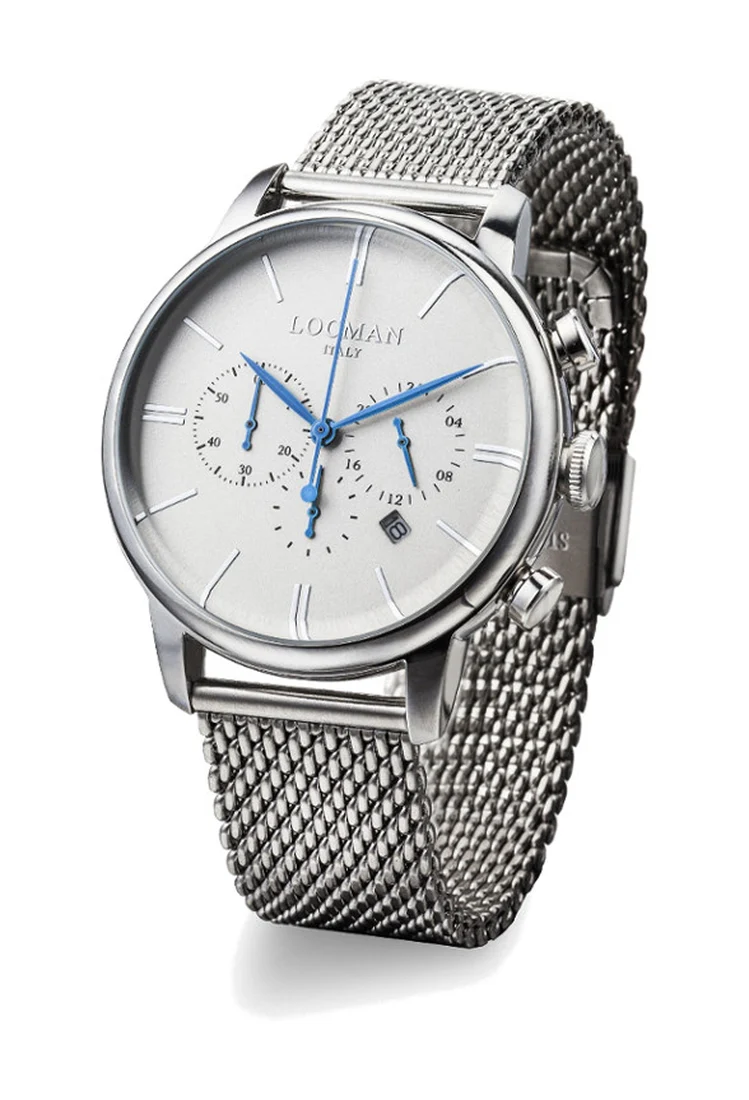 Locman 1960 crono bianco acciaio maglia milano 0254A06A-00AGNKB0