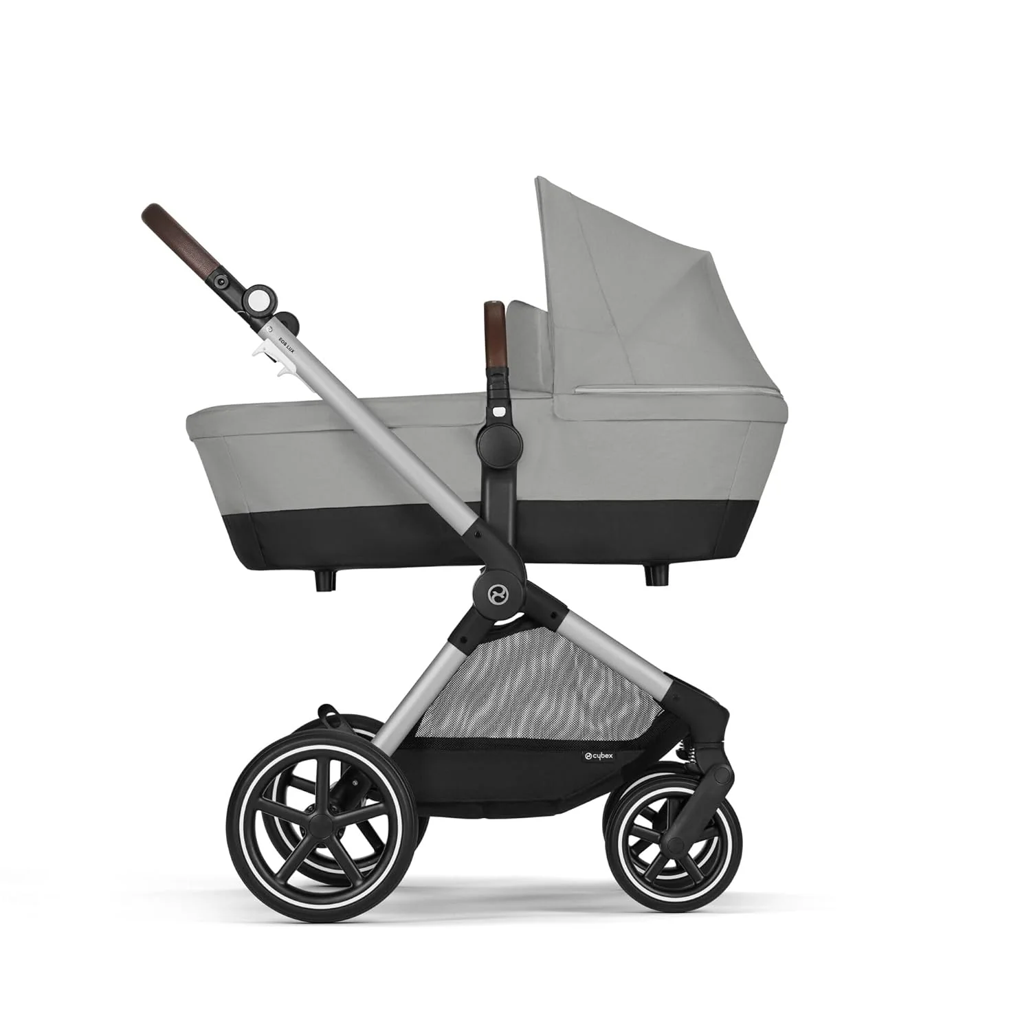CYBEX Gold Kinderwagen EOS Lux 2-in-1 mit Babyschale Aton B2 i-Size und Babyschalen-Adapter, Reisesystem, Ab Geburt bis 22 kg (ca. 4 Jahre), Moon Black (Schwarz)