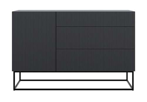 Selsey Cassettiera Armadio 140 cm con 3 cassetti e 1 anta nera gambe nere Veldio : Amazon.it: Casa e cucina