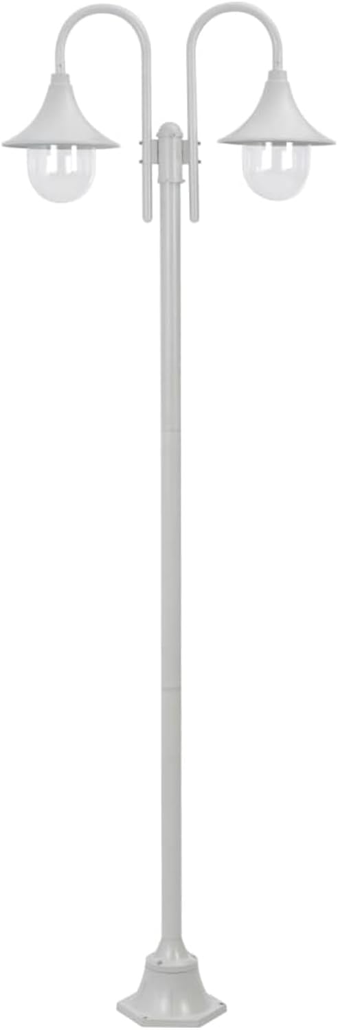 Garten-Pollerleuchte E27 220 cm Aluminium 2-Laterne Weiß Gartenpfostenleuchten Model44208