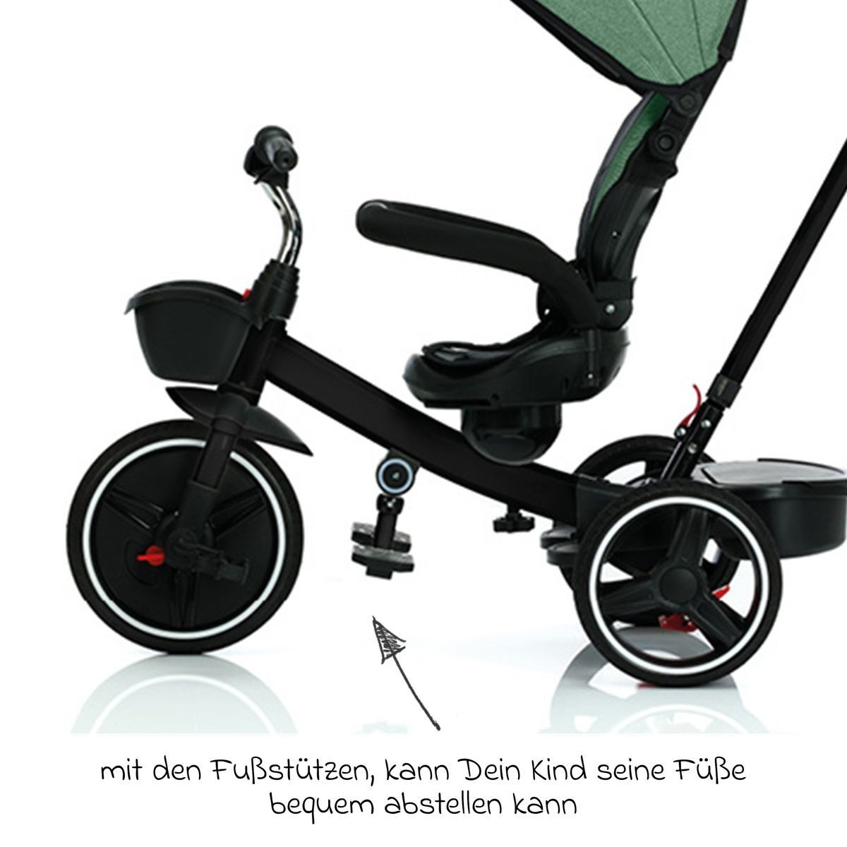 Dreirad-Kinderwagen Niki 360 - Schwarz Grün