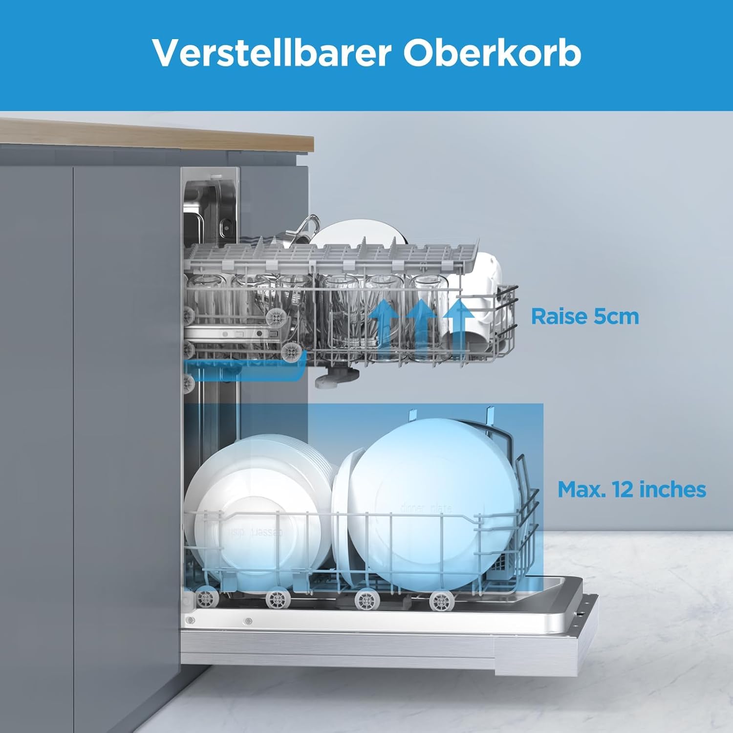 Midea Geschirrspüler Unterbau MDWEU1435XSS-W, 14 Maßgedecke, Spülmaschine 60 cm Teilintegrierbar mit WIFI, Extra Trocknung, 7 Programme, 47dB, 0-24h Startzeitverzögerung, Inox